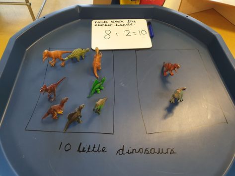 Number Bonds To 10 Tuff Tray, Number Bonds To 10 Eyfs, Maths Activities Reception, Number Bonds To 10 Activities, Eyfs Dinosaurs, Tuff Table, Dinosaurs Eyfs, Project Based Learning Middle School, Halloween Language Arts