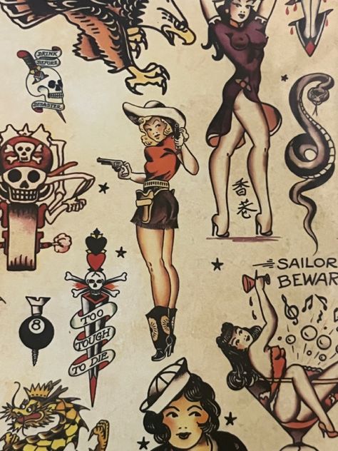 Traditional Tattoo Pin Up Girl, Traditional Tattoo Pin Up, American Classic Tattoo, Cowgirl Tattoo, Traditional Tattoo Woman, American Cowgirl, Americana Tattoo, Traditional Tattoo Flash Art, Cowgirl Tattoos