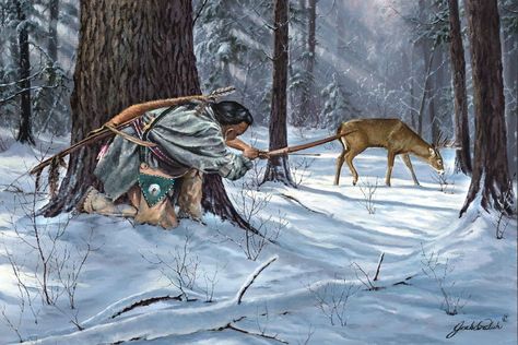 Hunting Wallpaper, Western Hunting, Hunting Painting, American Indian Artwork, Woodland Indians, Deer Artwork, Hunting Pictures, Native American Paintings, Hunting Art