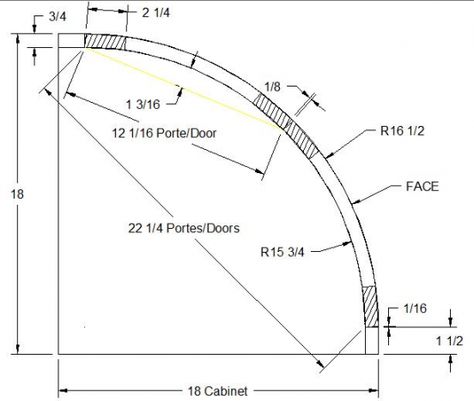 Convex radius cabinet door inset into a curved face-frame Corner Cabinet Diy, Curved Cabinet Doors, Curved Cabinet, Timber Projects, Sliding Cabinet Doors, Curved Cabinets, Recessed Cabinet, Door Beads, Moving Walls