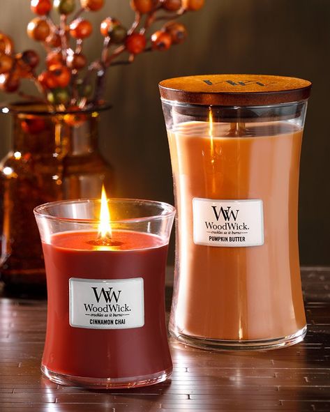 Autumn Candles, Woodwick Candle, Cinnamon Chai, Yankee Candles, Goose Creek, Autumn Candle, Pumpkin Butter, Autumn Decorating, Wood Wick Candles