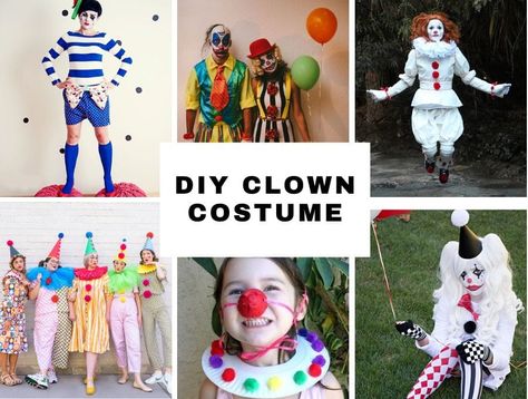 Circus Day At School Outfit, Homemade Clown Costume Woman, Modern Clown Costume, Easy Diy Clown Costume For Women, Scary Carnival Costumes, Diy Scary Clown Costume For Women, Womens Clown Costume Diy, Diy Killer Clown Costume, Diy Clown Costume For Women Simple