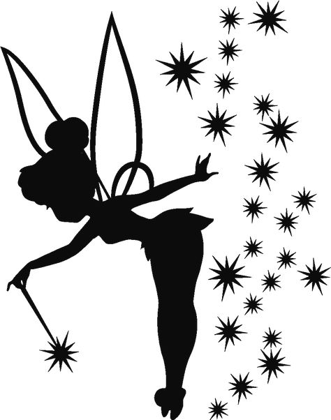 Tinkerbell Pumpkin Stencil, Tinkerbell Pixie Dust, Tinkerbell Pumpkin, Silhouettes Disney, Tinker Bell Tattoo, Disney Silhouettes, Fairy Silhouette, Pumpkin Template, Tinkerbell Fairies