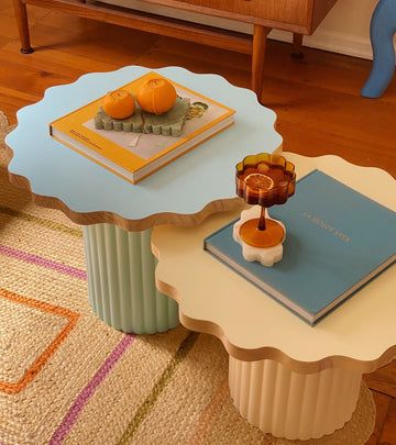 COFFEE TABLES – ohpaddi Coffee Table For Two, Coffee Table Decor Colorful, Blob Table, Wavy Coffee Table, Wavy Table, Cute Coffee Table, Funky Coffee Tables, Coffee Table Inspiration, Wavy Edges