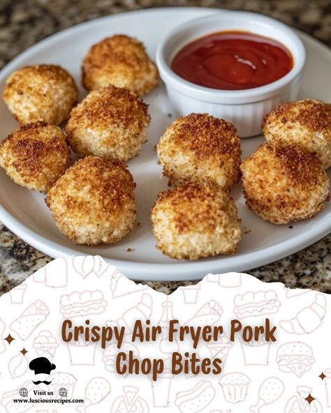 Crispy, golden pork chop bites made easily in your air fryer. Satisfy your cravings with this quick, flavorful snack or appetizer—crunchy perfection every time! Pork Stew Meat Recipes Air Fryer, Pork Chop Appetizer, Crispy Air Fryer Pork Chop Bites, Pork Chop Bites Air Fryer, Air Fryer Pork Chop Bites, Pork Chop Bites, Pork Stew Meat Recipes, Pork Stew Meat, Pork Bites