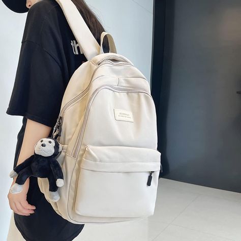 Stylish Aesthetic: The solid color kawaii backpack boasts an adorable design that looks great with any outfit, perfect for girls of all ages.It can be used as a street slim-fit fashion bag, college school backpack, teenage student school bag, adult travel personal carry-on bag. #backtoschool #backtoschool2023 #kawaii #highschool #cutehighschoolbag #threads School Bag Korean, College Student Bag, Black Bookbag, School Backpack College, Style College, School Bag College, Aesthetic Backpack, Girl Backpacks School, Student Bag