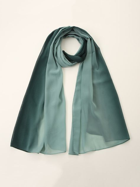 Dark Green Casual   Polyester Ombre Scarf Embellished   Women Accessories Hijab Reference, Hijab Business, Ombre Scarf, Alhumdulillah Quotes, Style Tutorial, Plain Scarves, Art Outfit, Hijab Collection, Hijab Style Tutorial