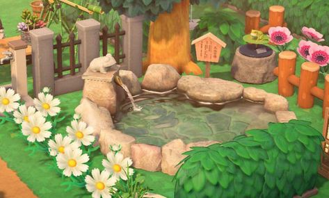 Outdoor Bath Ideas, Outdoor Bathtub Ideas, Acnh Cottagecore, Outdoor Bathtub, Animal Crossing 3ds, Animals Crossing, Animal Crossing Guide, Animal Crossing Wild World, Outdoor Bath