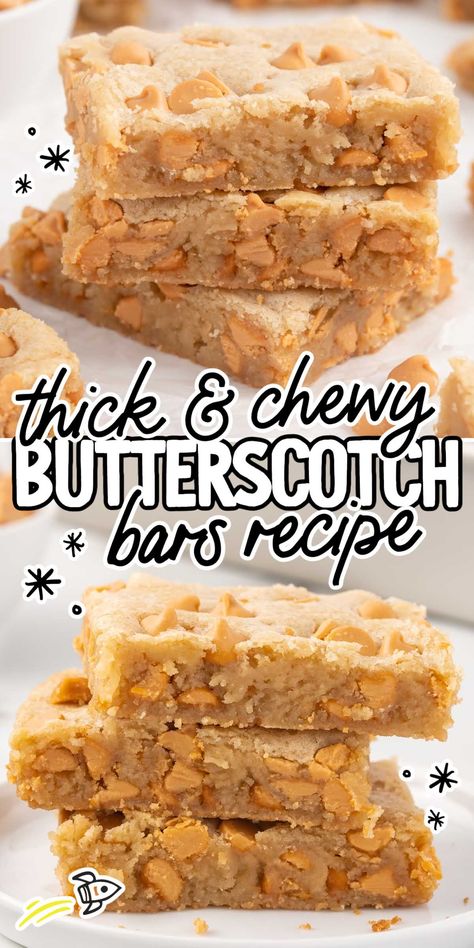 Indulge in the nostalgia of butterscotch bars, where buttery brown sugar and velvety butterscotch chips come together in a chewy, irresistible delight. Recipes With Butterscotch Chips, Butterscotch Chip Cookies, Butterscotch Recipes, Butterscotch Bars, Butterscotch Blondies, Quick Baking, Butterscotch Cookies, Dessert Bar Recipe, Butterscotch Chips