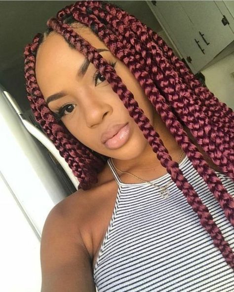 Burgundy Box Braids Hairstyles for Black Women. In this post, you will find Updo, bun, half updo, ponytail, mohawk, high bun and other hairstyles with the reddish burgunduy box braids #boxbraids #burgundyboxbraids #blackwomenhairstyles #africanamericanwomenhairstyles #womenhairstyles #braids #redboxbraids #reddishboxbraids #braidedhairstyles #braiding #africanamericanbraids #burgundyhairstyles #burgundyhair #africanhairstyles #braidswithbeads #tribalbraids Burgundy Box Braids, Red Braids, Red Box Braids, Big Box Braids, Blonde Box Braids, Braided Hairstyles For Black Women Cornrows, Short Box Braids, Jumbo Box Braids, Long Box Braids