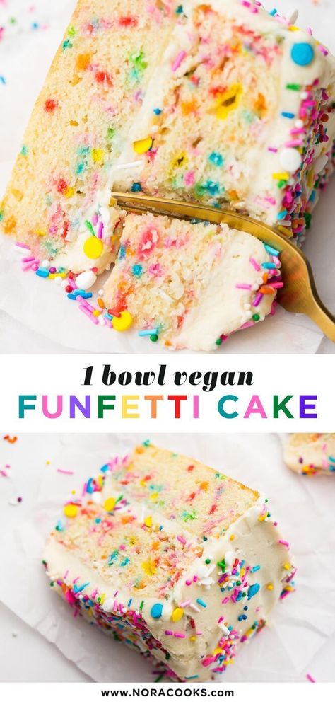 Vegan Funfetti Cake, Patisserie Vegan, Vegan Baking Recipes, Vegan Cake Recipes, Desserts Vegan, Cake Vegan, Funfetti Cake, حلويات صحية, Vegan Dessert Recipes