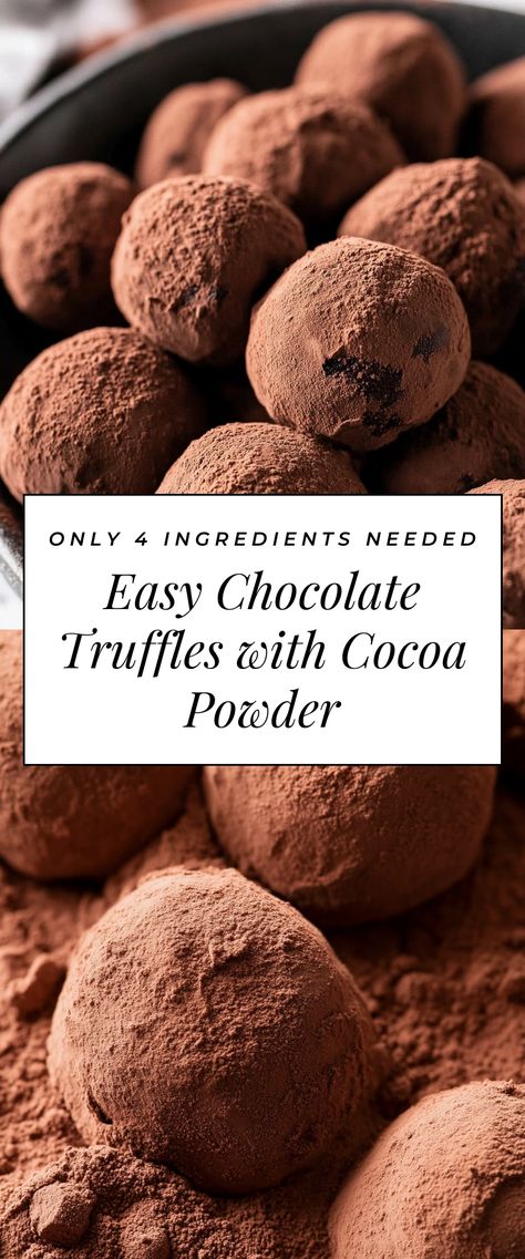 Image for Easy Chocolate Truffles with Cocoa Powder Chocolate Truffles Cocoa Powder, French Truffles Recipe, Cocoa Truffles Recipe, Cocoa Dusted Truffles, What To Make With Melted Chocolate, Simple Truffle Recipe, Maple Walnut Truffles, French Chocolate Truffles, Homemade Truffles Chocolate