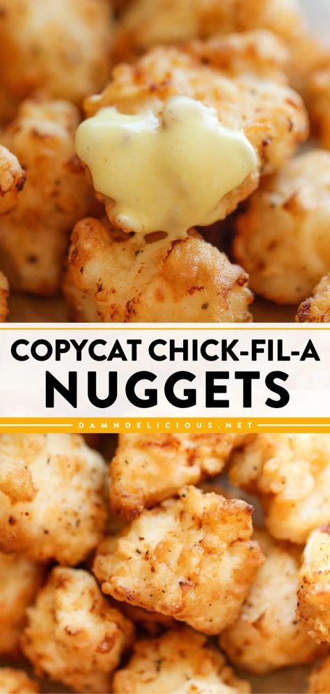 Want more great appetizers? Here's a chicken breast recipe! Not only are these Copycat Chick-Fil-A Nuggets easy, but they also taste so much better. These homemade chicken nuggets are also a great main course idea! Chickfila Nuggets, Homemade Honey Mustard Sauce, Breakfast Simple, Chick Fil A Nuggets, Copycat Chick Fil A, Breakfast Homemade, Homemade Chicken Nuggets, Homemade Honey Mustard, Simple Pasta