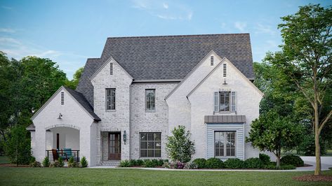 Two Story Dining Room, Room Above Garage, Transitional Farmhouse, Double Sided Fireplace, European Home, European House, Exclusive Home, French Country House, Farmhouse Plans