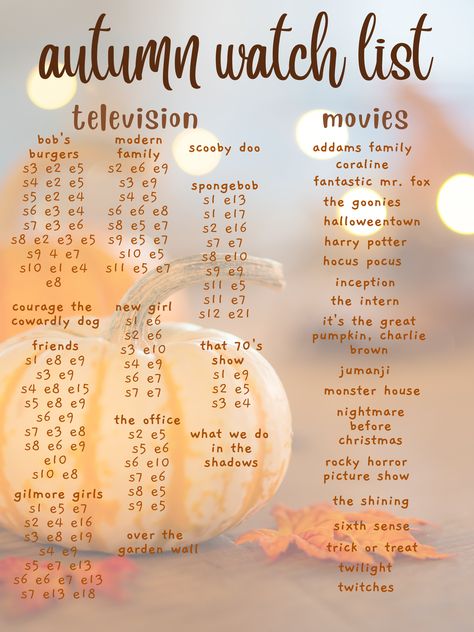 Fall Movies On Hulu, Fall Things To Watch, Cozy Autumn Movie List, Autumn Movie Bucket List, Autumn Movies And Shows, How To Get Into Fall Mood, Fall Tv Show Episodes, Autumn Tv Shows List, Autumn Series To Watch