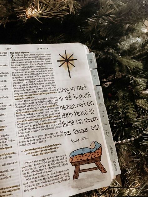 Matthew Journaling Ideas, Genesis 2:3, Bible Journaling Asethic, Luke 2 Bible Journaling, Luke Chapter 1 Bible Journaling, Luke 1 Bible Journaling, Bible Journaling Christmas, Christmas Bible Journaling Ideas, Matthew 3 Bible Journaling