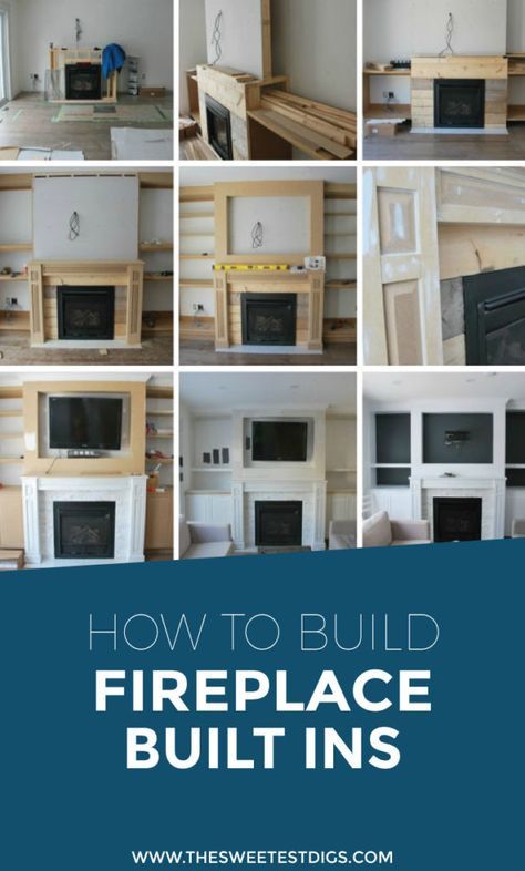 Diy Fireplace Built Ins, Tv Above The Fireplace, Build A Fireplace, Fireplace Built Ins, Faux Fireplace, Fireplace Remodel, Diy Fireplace, Home Fireplace, Living Room Remodel