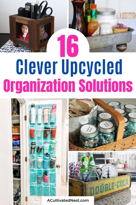 16 Clever Upcycled Organization Solutions- Get inspired to organize on a budget! Dive into ingenious upcycled organization solutions for your clutter. Turn old items into functional storage gems and give your space a fresh, frugal makeover! | #Upcycling #OrganizingHacks #organization #diyProjects #ACultivatedNest Creative Upcycling Ideas, Magazine Organization Ideas, Vintage Organization, Upcycled Organization, Wrapping Paper Organization, Creative Upcycling, Washi Tape Storage, Upcycle Storage, Diy Cork Board