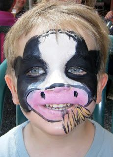 cow face paint - Google Search Scary Halloween Costume Ideas, Animal Face Paintings, Halloween Makeup Clown, Sheep Face, Girl Face Painting, Cow Costume, Scary Halloween Costume, Face Painting Easy, Kids Face Paint