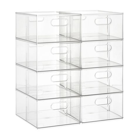 Closet Organization Bins, Clutter Free Kitchen, Clear Storage Bins, Decorative Storage Bins, Storage Bins Organization, Ikea Finds, Clear Bins, Stackable Bins, Pantry Organizers