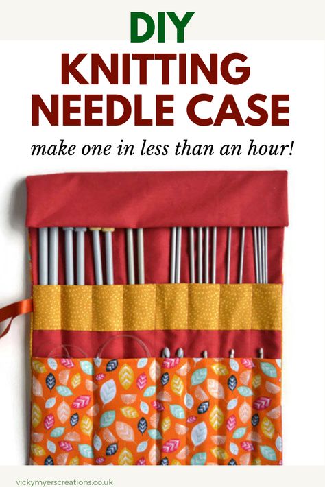 Wondering how to store our knitting needles? learn how to make a knitting needle case following step by step sewing tutorial. DIY knitting needle cases make perfect storage and organizers #knittingneedlecasepattern #sewingtutorials Knitting Needle Case Tutorial, Diy Knitting Needle Case, Knitting Needle Case Pattern, Diy Knitting Needles, Diy Tricotin, Needle Keeper, Knitting Terms, Knitting Needle Case, Sew Projects