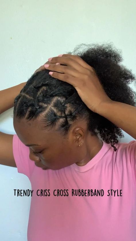 Criss Cross Hairstyle 4c, No Braid Hairstyles Easy Black, Hair Styles Blackgirl Easy, How To Style My Natural Black Hair, Rubber Band Half Up Half Down Hairstyle Natural Hair, Natural Bun Hairstyles For Black Women Simple, Easy Hairstyles For Black Women Simple, 4c Volleyball Hairstyles, Concert Hairstyles For Natural Hair