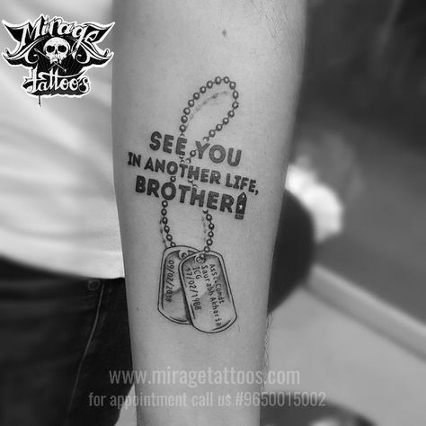 Dog Tag Tattoo For Men Forearm, Army Dog Tags Tattoo, Tattoo Ideas For First Timer, Tattoo Dedicated To Brother, Tattoo For First Timers, Small Army Tattoos, Army Tattoos For Men Soldiers, Military Memorial Tattoos, Dog Tag Tattoos For Women