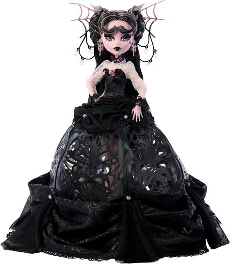 Gothic Ballgown, Draculaura Doll, Gothic Gowns, Cage Skirt, Monster High Draculaura, Headpiece Accessories, Satin Bustier, Dark Fairytale, Mattel Shop