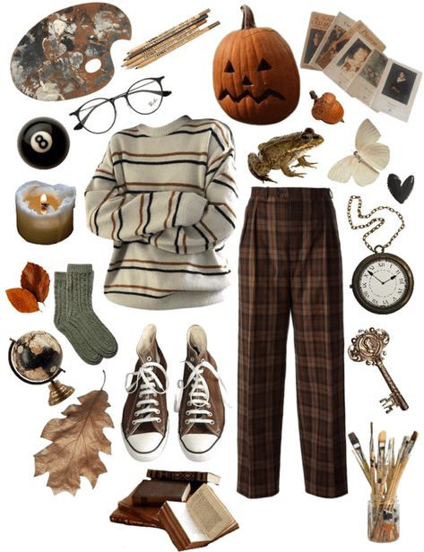 Autumn Acedamia Outfits, October Clothes Outfit, Fall Halloween Aesthetic Outfits, Fall Core Outfit, Autumn Vibes Outfit, Mauraders Outfits, Autumncore Outfit, October Outfits Casual, October Outfits Fall