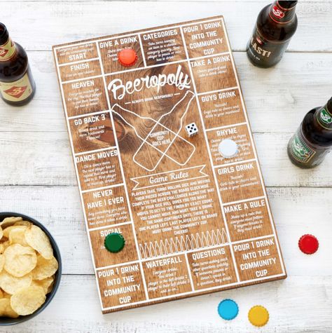 Beeropoly Beer Drinking Games, Drinking Board Games, Beer Games, Gifts For Beer Lovers, Wooden Games, Ideas Hogar, Beer Gifts, Gifts For Your Boyfriend, Drinking Games