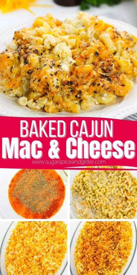 Cajun Mac and Cheese is a luscious, creamy baked mac and cheese recipe with bold, zesty Cajun flavors. This mouthwatering mac and cheese is the epitome of satisfying comfort food - especially if you're a fan of spice! Cheese Roux Recipe, Mac And Cheese Roux, Cajun Mac And Cheese Recipe, Mac N Cheese Recipe Southern, Cajun Mac And Cheese, Creamy Baked Mac And Cheese Recipe, Creamy Baked Mac And Cheese, Spicy Mac And Cheese, Mac And Cheese Sauce