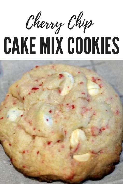 Cherry Cake Cookies, Cherry Chip Recipes, Christmas Cookies Cake Mix Recipes, Cherry Cake Mix Cookies, Cherry Chip Cake Mix Cookies, Cherry Baking Chips Recipes, Cherry Chip Cookies, Cherry Chip Cake Mix Recipes Desserts, Cookies Using Cake Mix Boxes