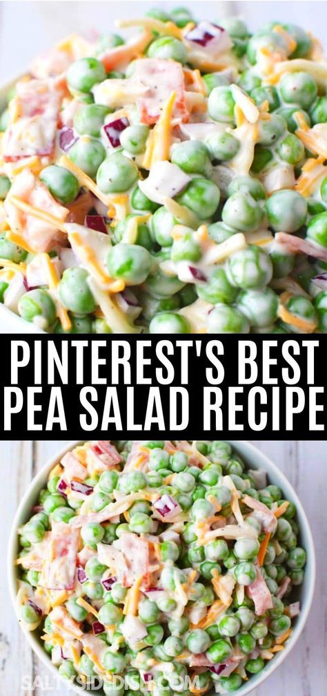 Best Pea Salad, Salad Recipes Healthy, Pea Salad Recipes, Salad Buah, Vegetarian Salad Recipes, Salad Dishes, Pea Salad, Pea Recipes, Best Salad Recipes