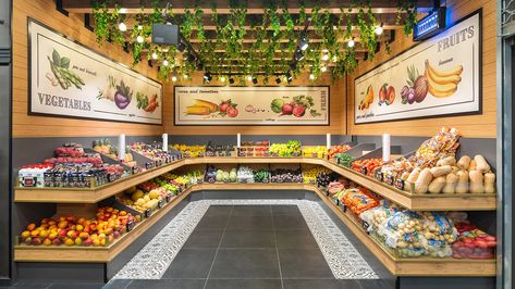 Fruits Shop Design, Vegetable Shop Design Ideas, Fruit Shop Design, Grocery Design, Supermarket Design Interior, Carnicerias Ideas, Fruit And Veg Shop, Retail Architecture, Grocery Market