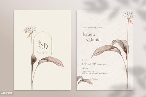 Wedding Card Elegant, Wedding Invitations Vintage Elegant, Modern Wedding Card, Vintage Invitation Card, Elegant Invitation Design, Modern Invitation Design, Wedding Invitations Vintage, Invitation Flower, Vintage Invitation