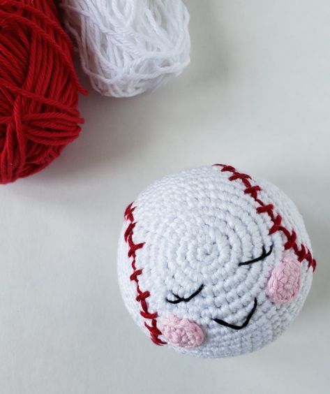 Sports Amigurumi, Crochet Baseball Free Pattern, Softball Crochet Patterns Free, Amigurumi Ball Free Pattern, Crochet Baseball Pattern, Baseball Amigurumi, Baseball Crochet Pattern, Summer In America, Sports Crochet