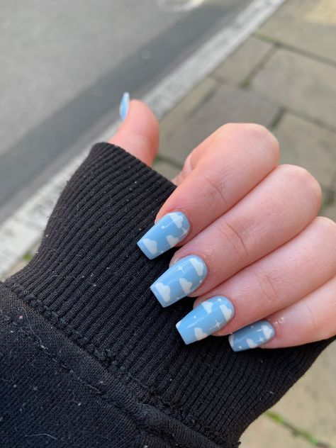 Cute Short Acrylic Nails Light Blue, Gel Nail Designs Blue, Cute Blue Acrylic Nails, Girls Nail Designs, Blue Acrylic Nails, Casual Nails, Cute Gel Nails, Acrylic Nails Coffin Short, Kawaii Nails