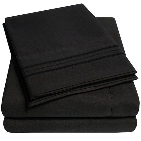 1800 Thread Count 4 Piece Deep Pocket Bedroom Bed Sheet Set Twin XL - Black Hotel Bed Sheets, Black Sheets, Luxury Bed Sheets, Deep Pocket Sheets, King Sheets, Luxury Sheets, Bed Sheet Set, Sheet Sets Full, Twin Sheets