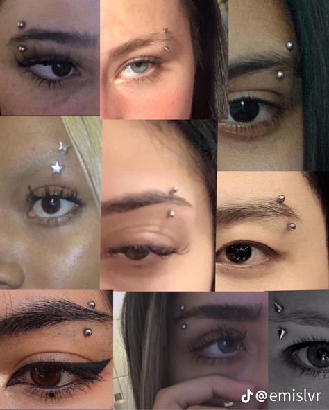 Aesthetic Eyebrow Piercing, Eyebrow Percinings, Cute Eyebrow Piercing Jewelry, Types Of Piercings Face, Different Face Piercings, Full Face Piercings, Eyebrow Piercing Cute, Cute Eyebrow Piercing, Dainty Face Piercings