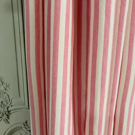 Modern Vintage Faded Hot Pink Striped Curtain With Ivory Background Cotton Drapery Panel 55 Width Various Lengths Custom Drapes - Etsy Pink Stripe Curtains, Versailles Ky, Bedroom Fabric, Measuring Curtains, Curtain Length, Striped Curtains, Pink Curtains, Curtains Width, Ivory Background