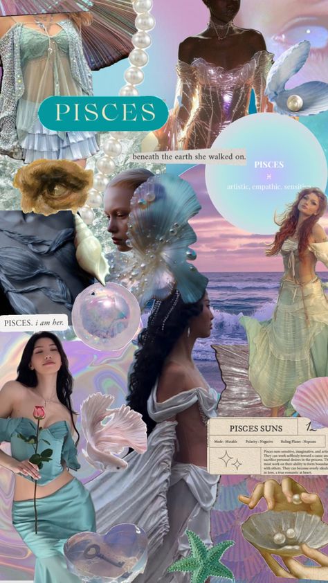 🌟 #pisces #water #seashells #siren #ocean #mermaid #zodiac #astrology Mermaid Zodiac, Venus In Aries, Venus In Pisces, Ocean Outfits, Pisces And Leo, Gemini And Pisces, Ocean Mermaid, Pisces Girl, Venus Fashion