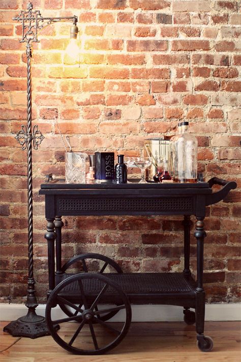 Newlywed Apartment, Antique Tea Cart, Antique Bar Carts, Bar Maid, Vintage Tea Cart, Mixology Bar, Keiko Lynn, Vintage Bar Carts, Tea Cart