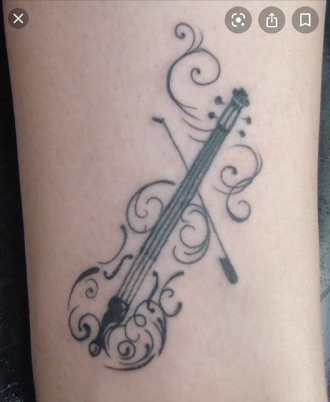 Magical Tatoos, Violin Tattoos, Instrument Tattoo, Cello Tattoo, Violin Tattoo, Notes Tattoo, Music Notes Tattoo, Rose Tattoos For Women, Music Tattoo Designs