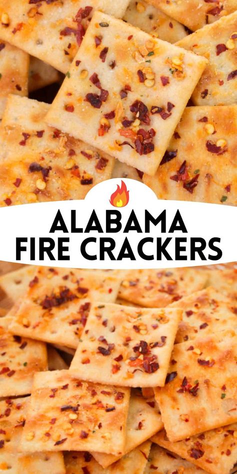 Alabama Firecrackers Recipes Baked, Southern Fire Crackers, Spicy Firecracker Crackers, Fall Sweet And Salty Snacks, Snacky Foods Easy, Alabama Fire Crackers No Bake, Spicy Saltine Crackers Firecracker, Saltine Cracker Appetizers, Game Day Finger Food Ideas