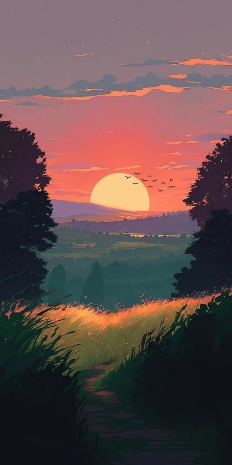 A cute sunset - DworldNFTs | OpenSea Trending Pins, Art Gallery Wallpaper, Tapeta Pro Iphone, Cool Wallpapers Art, Fantasy Art Landscapes, Pretty Wallpapers Backgrounds, Dreamy Art, Alam Yang Indah, Anime Scenery Wallpaper