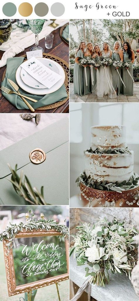 Top 10 Fall Wedding Colors for 2020 Trends You’ll Love - EmmaLovesWeddings #Top #Fall #Wedding #Colors #for #2020 #Trends #You’ll #Love #EmmaLovesWeddings Sage Green And Gold, Wedding Color Ideas, Rustic Wedding Decorations, Wedding Color Combos, Wedding Color Trends, Green Wedding Colors, Colors Wedding, Planning Wedding, Wedding Theme Colors