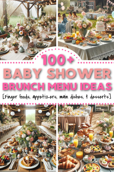 Are you looking for baby shower brunch foods? We've got over 100 baby shower brunch food ideas perfect for any baby shower theme or season! Baby shower brunch menu ideas for different dietary restrictions and eating styles too! Winter baby shower brunch ideas, and fall baby shower brunch ideas for a crowd. summer and spring baby shower brunch foods that your guests will rave about! Baby shower brunch spread ideas for the perfect celebration Brunch Shower Desserts, Breakfast Shower Food Ideas, Brunch Shower Menu Ideas, Brunch Meals For A Crowd, Sip And See Brunch Ideas, Sprinkle Brunch Ideas, Lunch Baby Shower Ideas, Brunch Ideas For Baby Shower Boy, Brunch Ideas For Baby Shower Girl