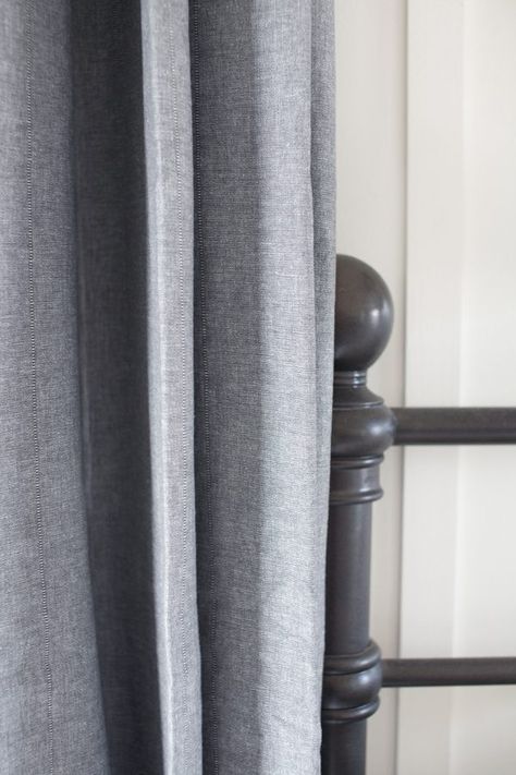 Ikea Drapes | Curtains | Gray | Lenda Curtains Bay Window, Ikea Drapes, Simplify Home, Black Out Curtains, The Lettered Cottage, Lettered Cottage, Bedroom Remodeling, Bay Window Curtains, Ikea Curtains