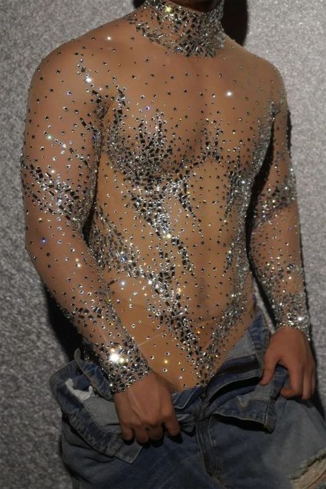 horrible material didnt fit recommended not to get tbh Men’s Dance Costumes, Rhinestone Dance Costume Ideas, Men Bodysuit, Stage Aesthetic, Go Go Dancer Costume, Halloween Costumes Men, Mens Bodysuit, Men Jumpsuit, Gay Outfits