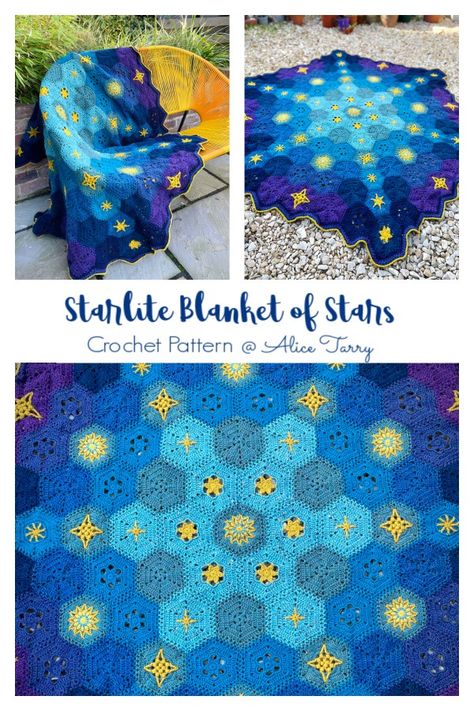 Starlite Blanket of Stars Crochet Pattern - DIY Magazine Uncinetto Zig Zag, Coaster Patterns, Granny Square Haken, Crochet Blanket Designs, Crochet Design Pattern, Idee Cosplay, Manta Crochet, Haken Baby, Cup Coaster